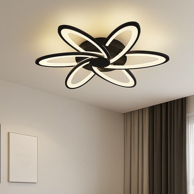Світлодіодна Led люстра на 6 плафонів до 18 м² чорна Sirius (6236-6 BK 104W)