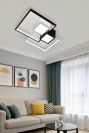 Квадратная LED люстра до 18 м²  черно-белая дизайнерская форма 112 Вт (1157/2)