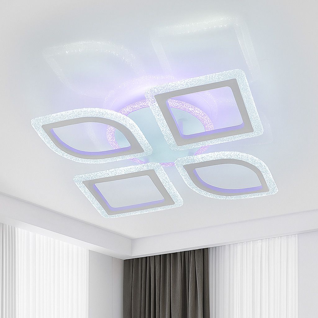 Люстра Led до 15 м² біла 72W з підсвічуванням (V 3207-2+2C WH)