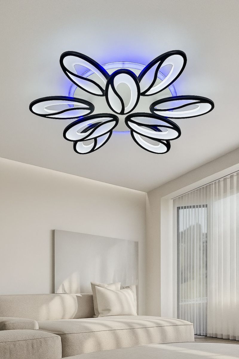 Люстра LED до 20 м² з підсвічуванням і пультом 150 Вт (8090/6+3BK)