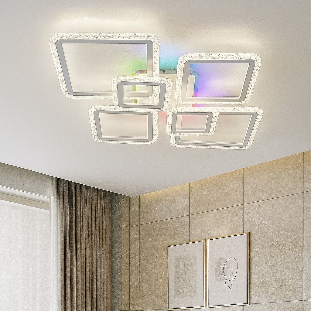 Світлодіодна Led люстра 120 Вт з пультом та rgb підсвічуванням до 23 м² OVAL ICE RGB 7S