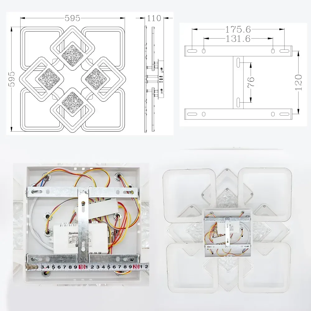 Led люстра до 25 м ² з пультом 110 Вт квадратний білий корпус (TETRA TWIST ICE 8S)