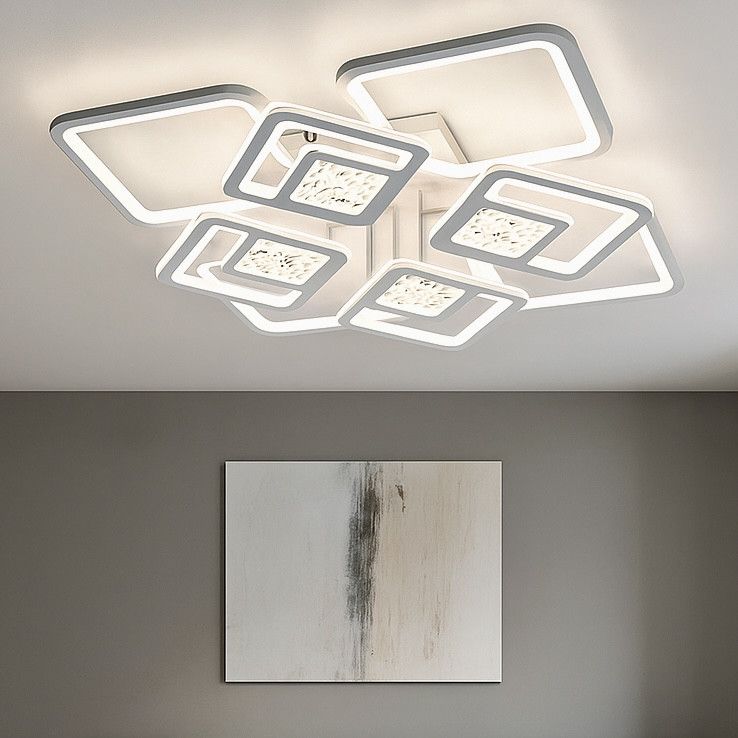 Led люстра до 25 м ² з пультом 110 Вт квадратний білий корпус (TETRA TWIST ICE 8S)