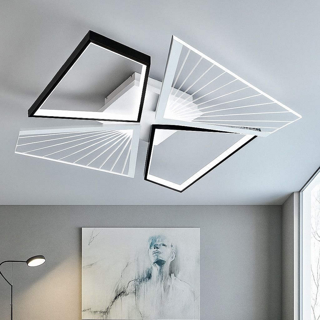 Люстра Led до 18 м² с пультом квадратная черно-белая (GALAXY 80W 4Q SMART)