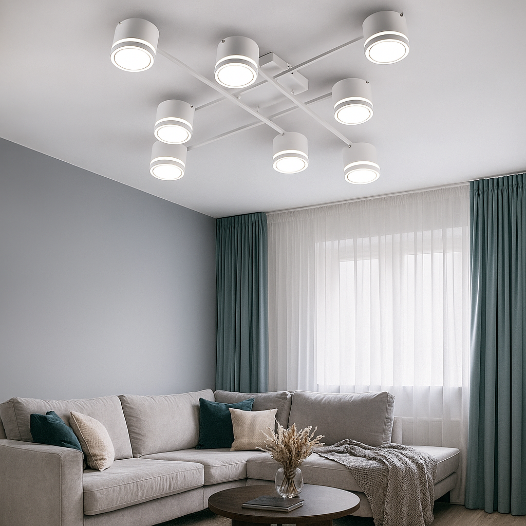Белая люстра до 25м² под лампу на 8 плафонов GELA 8R WHITE