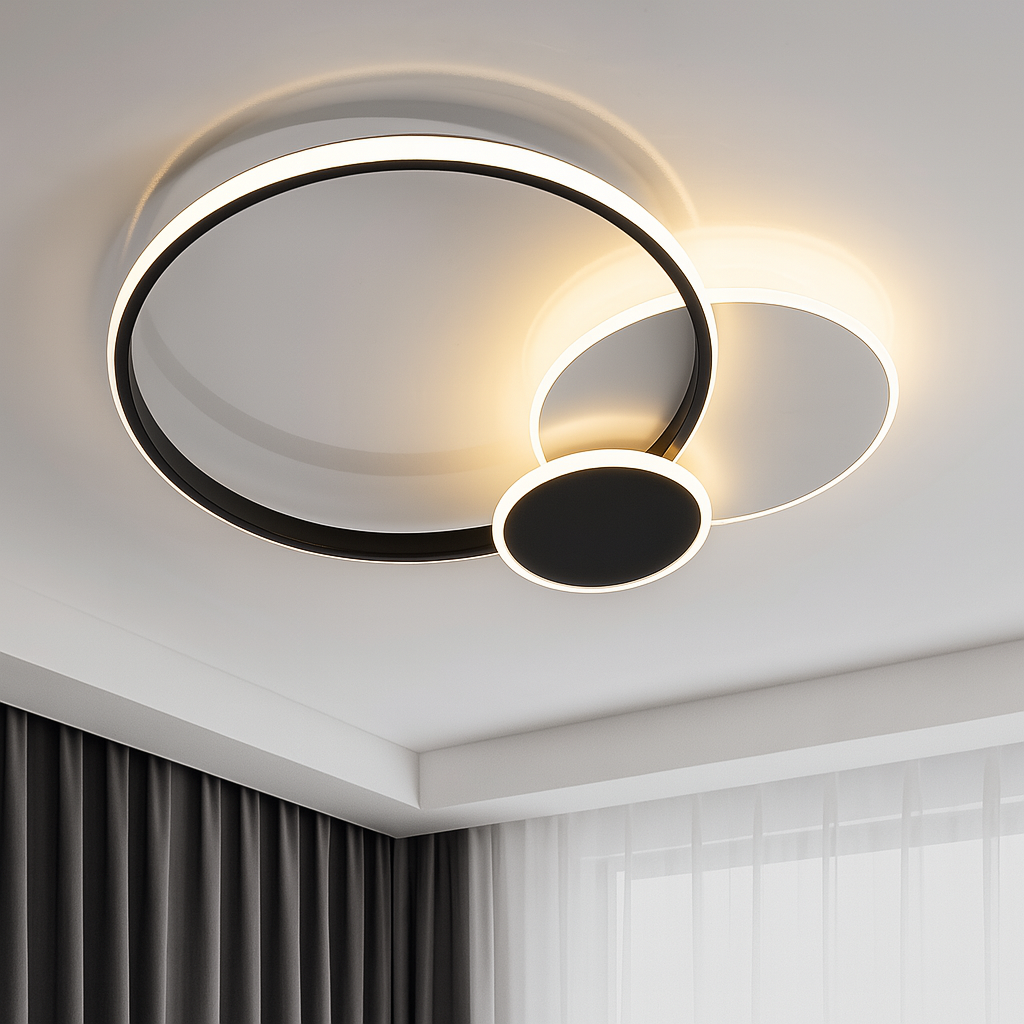 Кругла LED люстра до 15 м² чорно-біла 55 Вт (2456WH+BK)