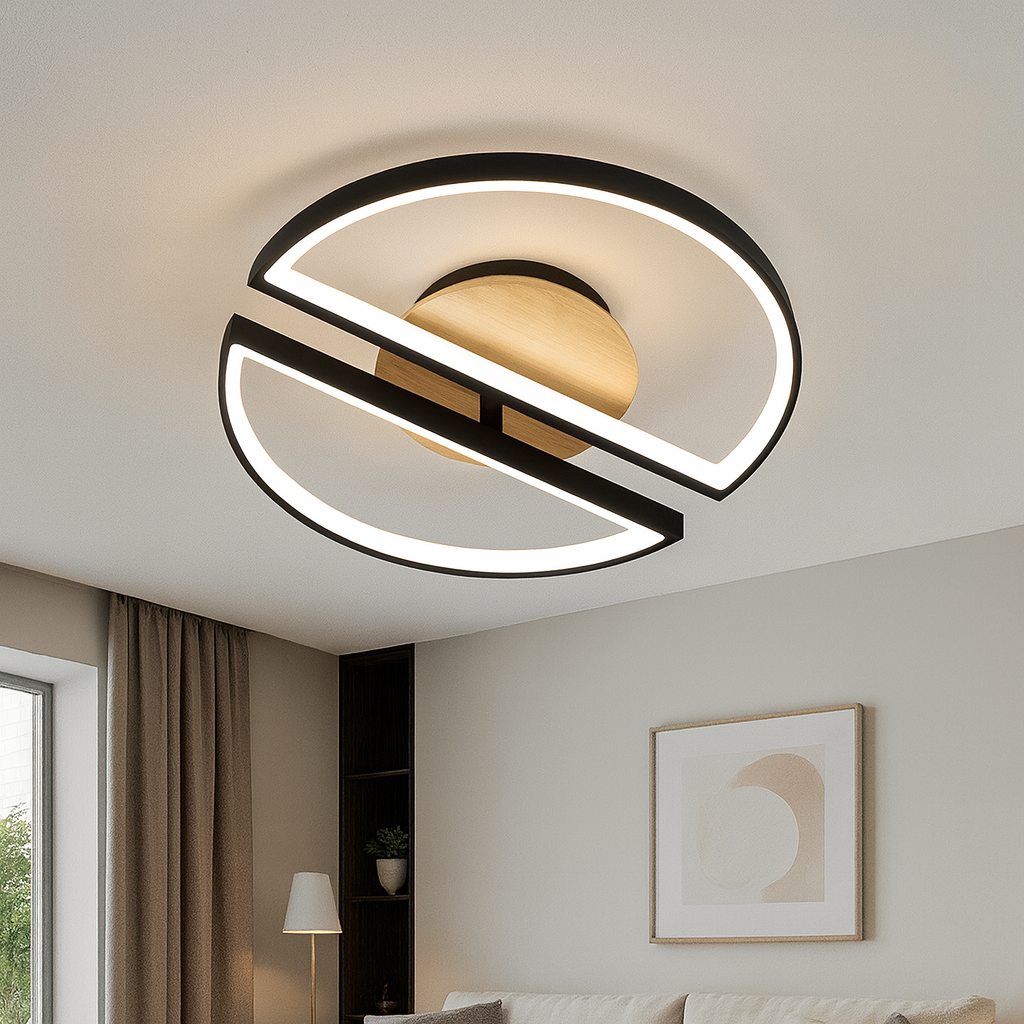 Led люстра до 15 м² с пультом управления  WOODY 75W BLACK/WOOD