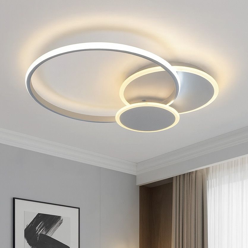 Світлодіодна кругла Led люстра до 20 м²  біло-сіра з пультом 80 Вт  (Violux Trio 220365)