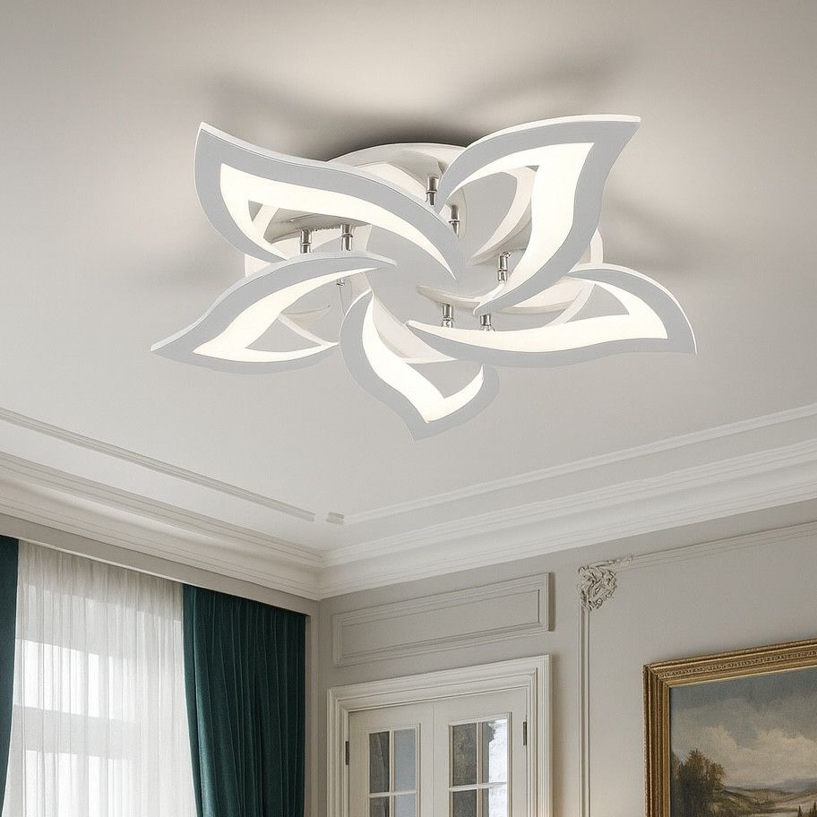 Світлодіодна люстра Led до 18 м² лотос срібло 80 Вт. з пультом (1181/5Hr)