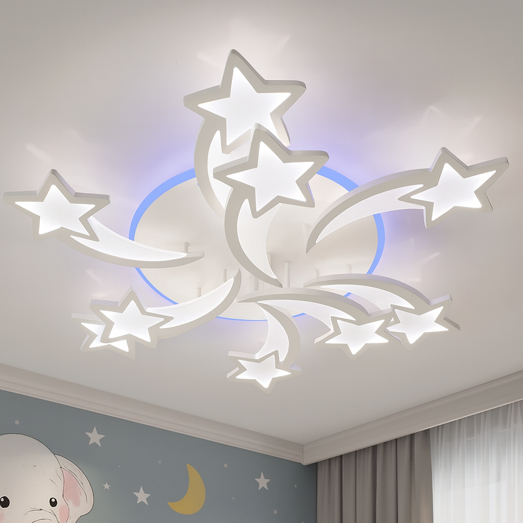 Люстра Led стельова до 25 м² зірки 150W з пультом (8163/6+3WH)