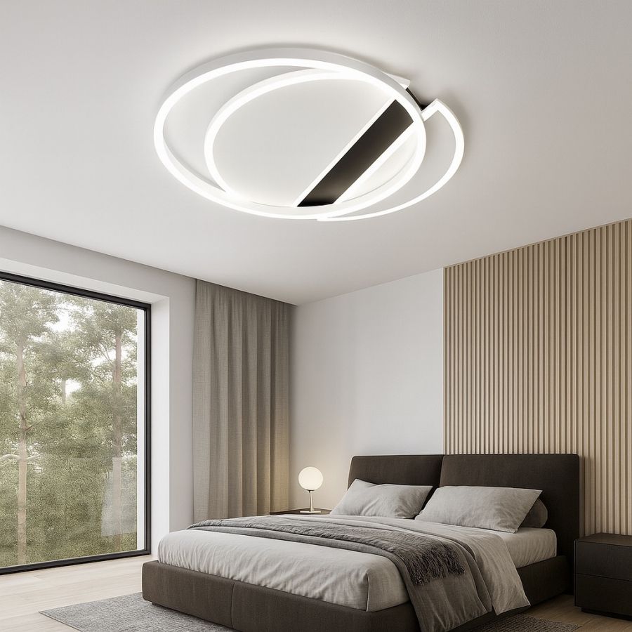 Круглая светодиодная Led люстра до 18 м² с пультом (ECLIPSE SAVIO 85W 2R WHITE/BLACК)