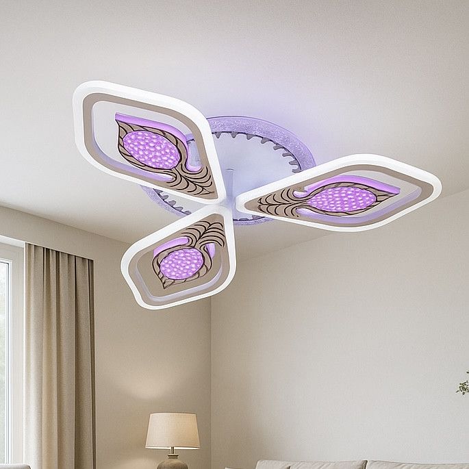 Світлодіодна LED люстра до 15м² на 87W з пультом та RGB-підсвіткою основи  (VK28953-3 TL WH)
