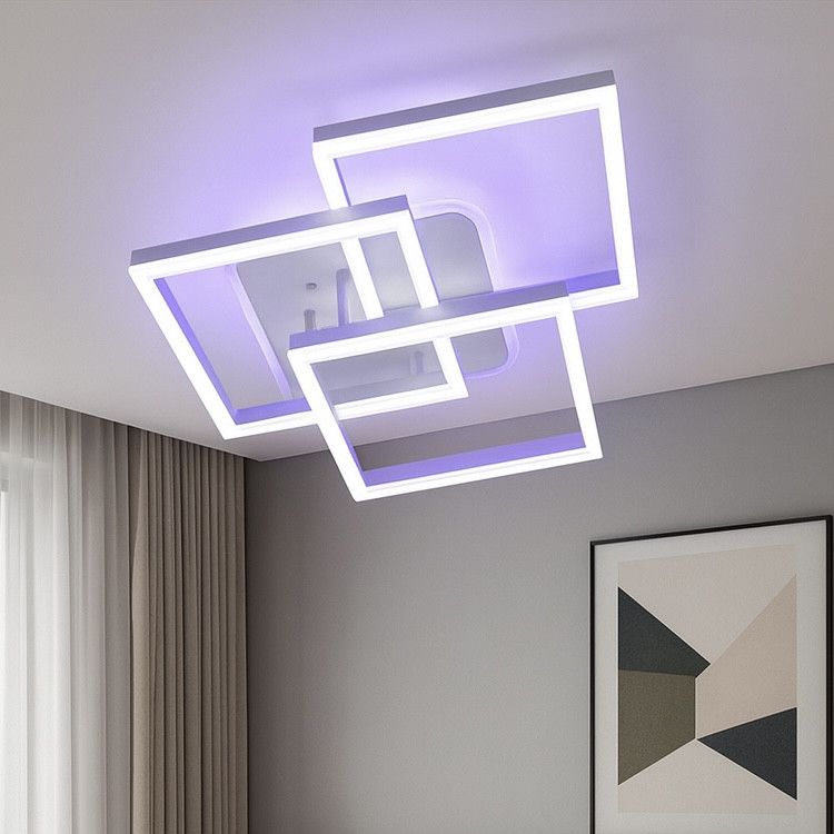 Люстра Led стельова до 18 м² квадратна з RGB-підсвічуванням 85W білий корпус (11058/3 WH LS)