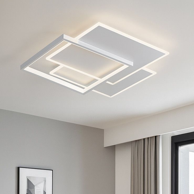 Стельова LED люстра до 18 м² без пульта 80W квадратна біла (VEGA Triple 10110-1)