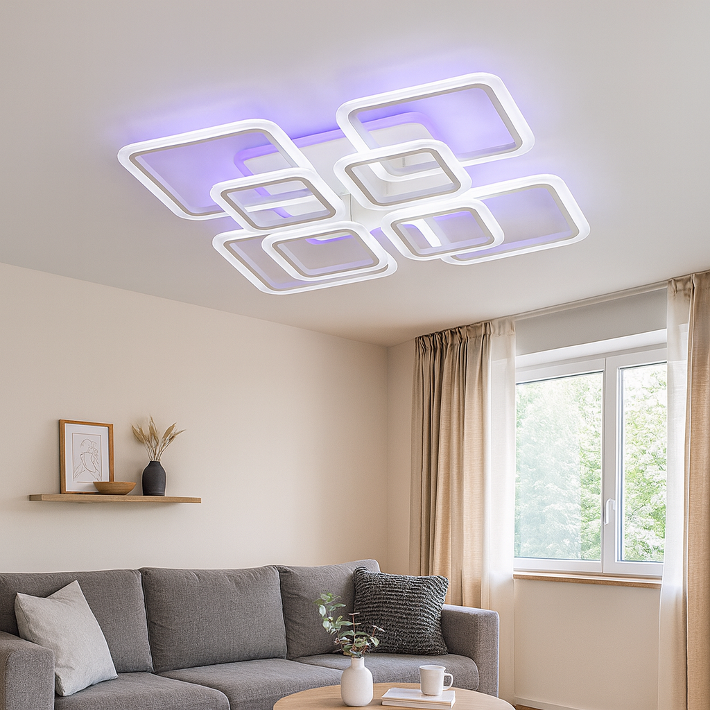 Люстра Led до 25 м² з пультом керування 125 Вт біла та кольорова підсвітка