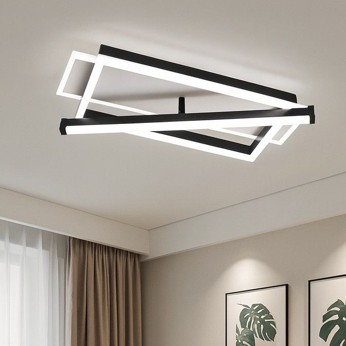 Прямокутна світлодіодна Led люстра до 18 м² у чорно-білому корпусі (V K38629-3 WH-BK)