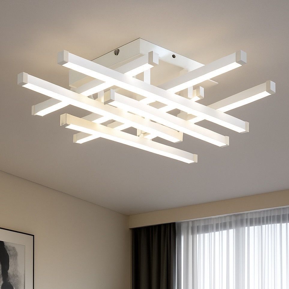 Біла люстра Led до 25 м² з пультом 160 Вт мінімалістичний дизайн (V1039-8 WH)