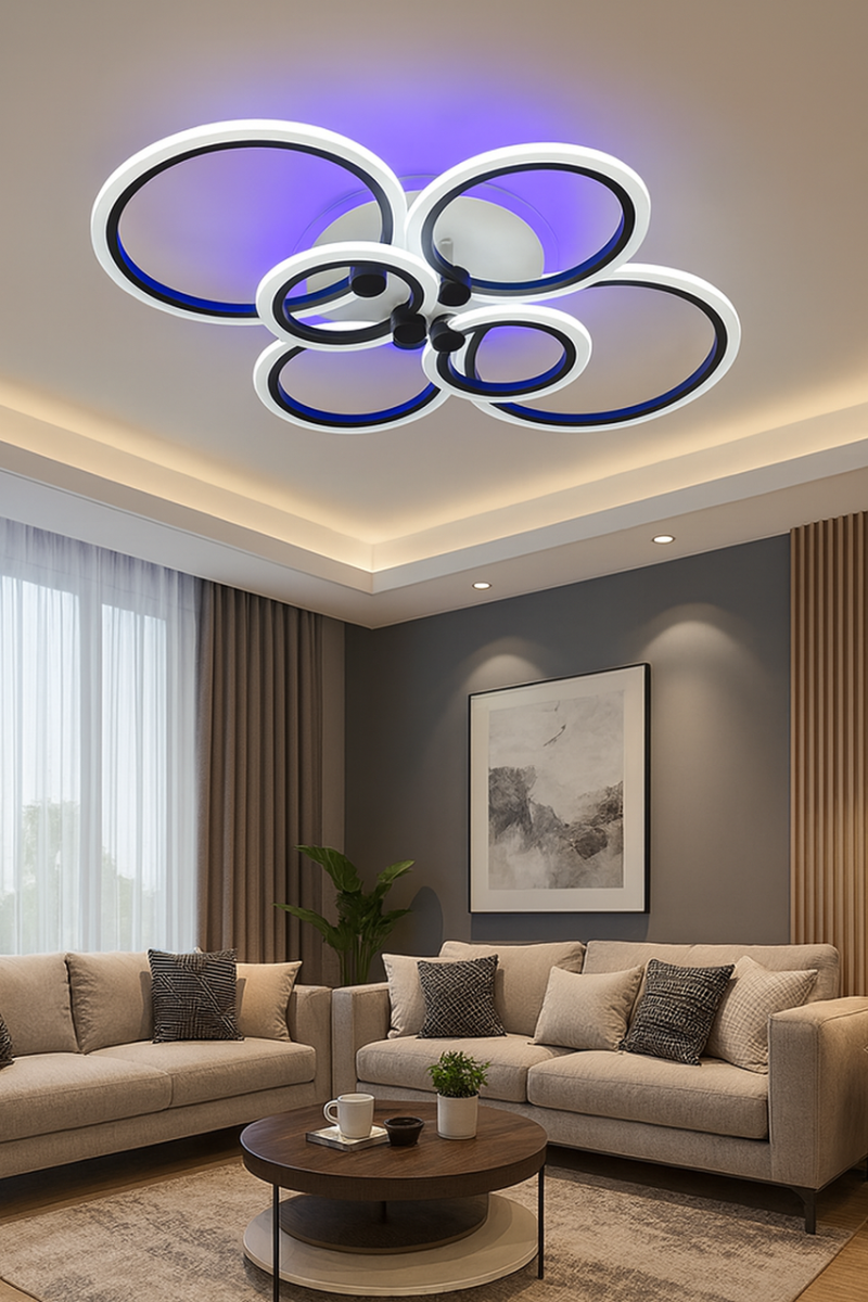 Led люстра до 25 м² с пультом 140 Вт черно-белого цвета (1126/6 Bk)