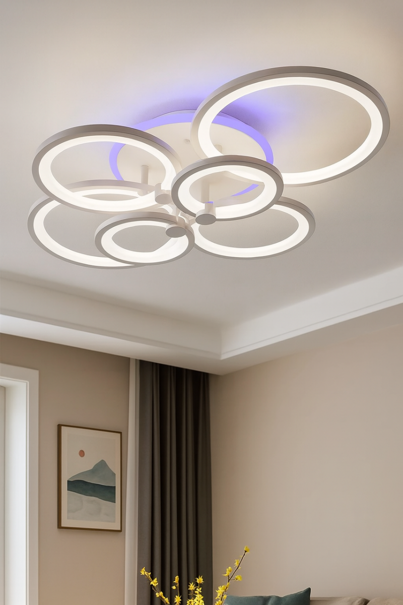 Світлодіодна LED люстра 25 м² кругла  біла 196 Вт з пультом (1120/6 Wh)