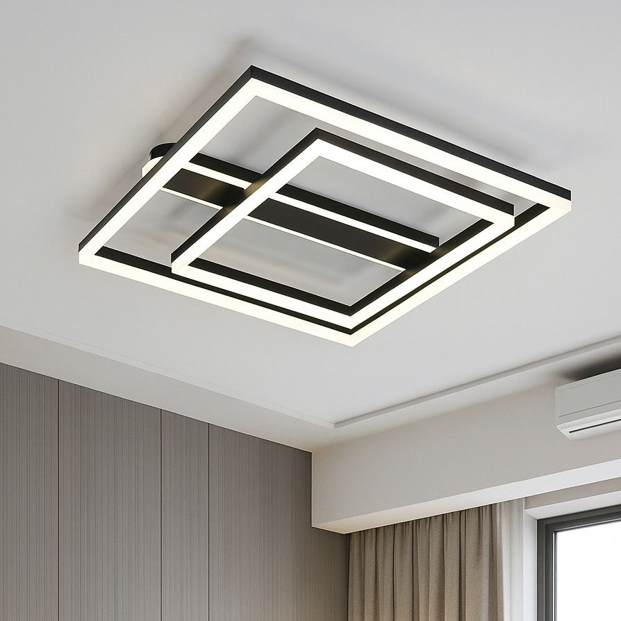 Люстра світлодіодна Led до 18 м² з пультом 100 Вт чорна квадратна Black Square (5209-30*50 Bk)
