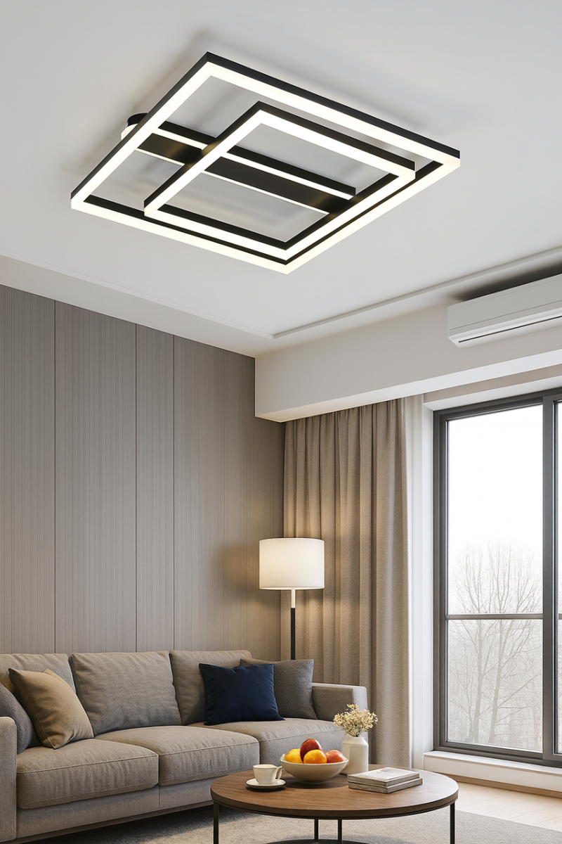 Люстра світлодіодна Led до 18 м² з пультом 100 Вт чорна квадратна Black Square (5209-30*50 Bk)