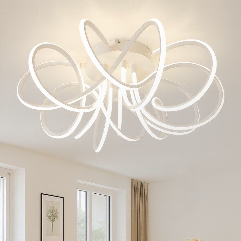 Біла дизайнерська LED люстра до 18 м² керування з пульта 80W (LIANA MUSE)