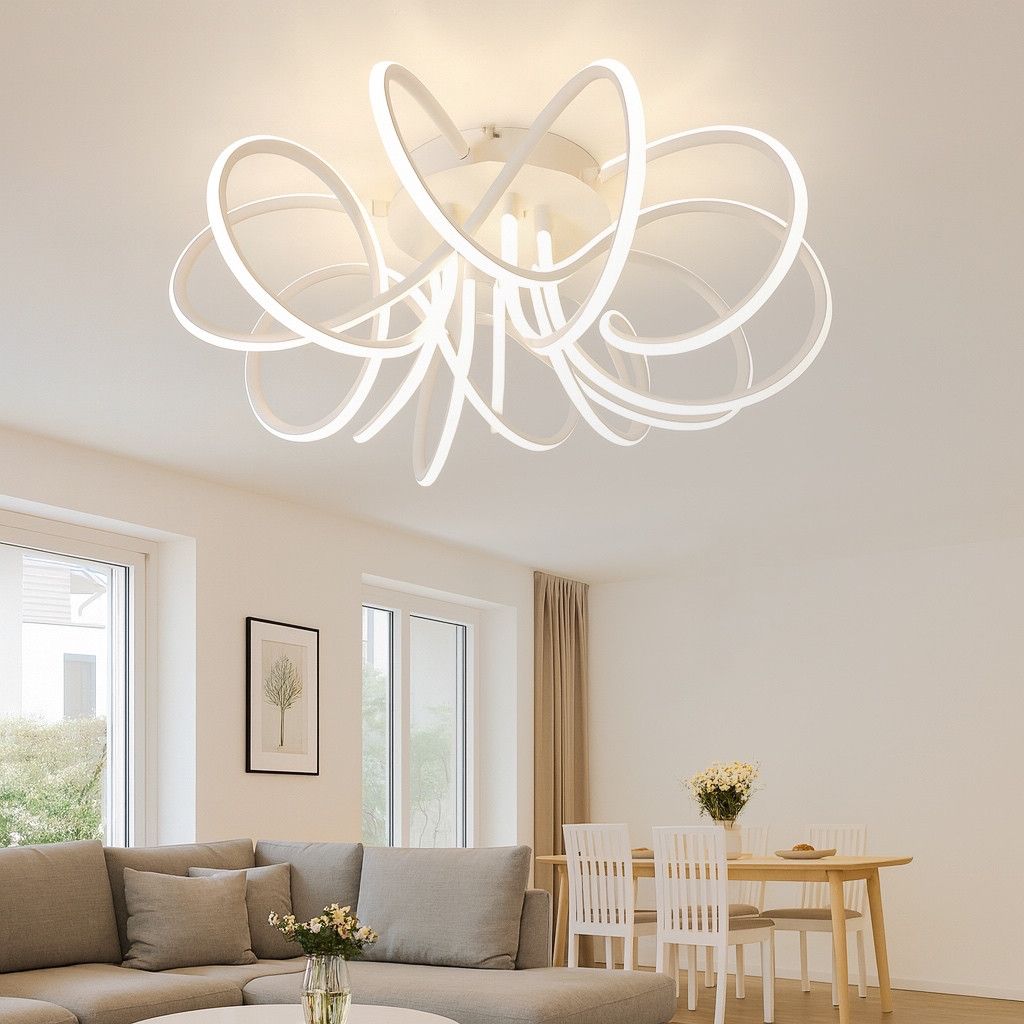 Біла дизайнерська LED люстра до 18 м² керування з пульта 80W (LIANA MUSE)