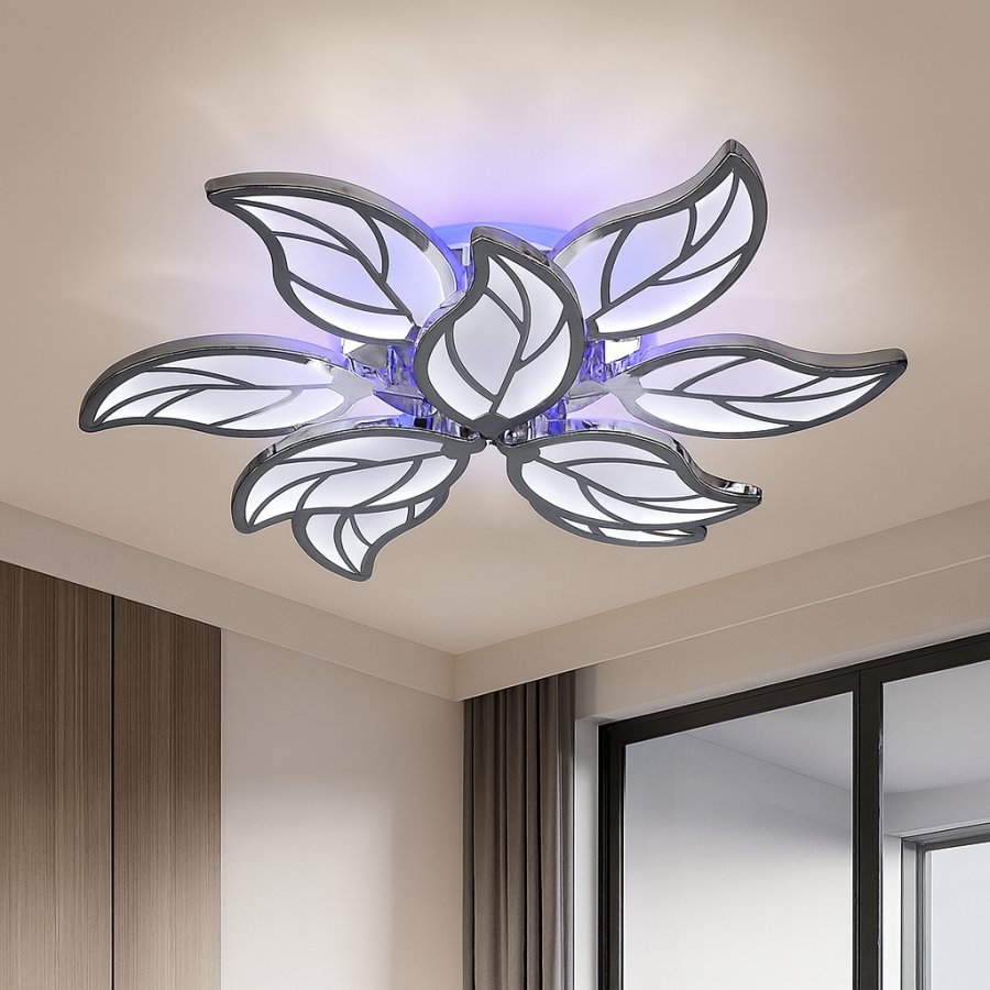 Стельова Led люстра 25 м² з пультом 140 Вт і підсвічуванням (8028/6+3 Hr)