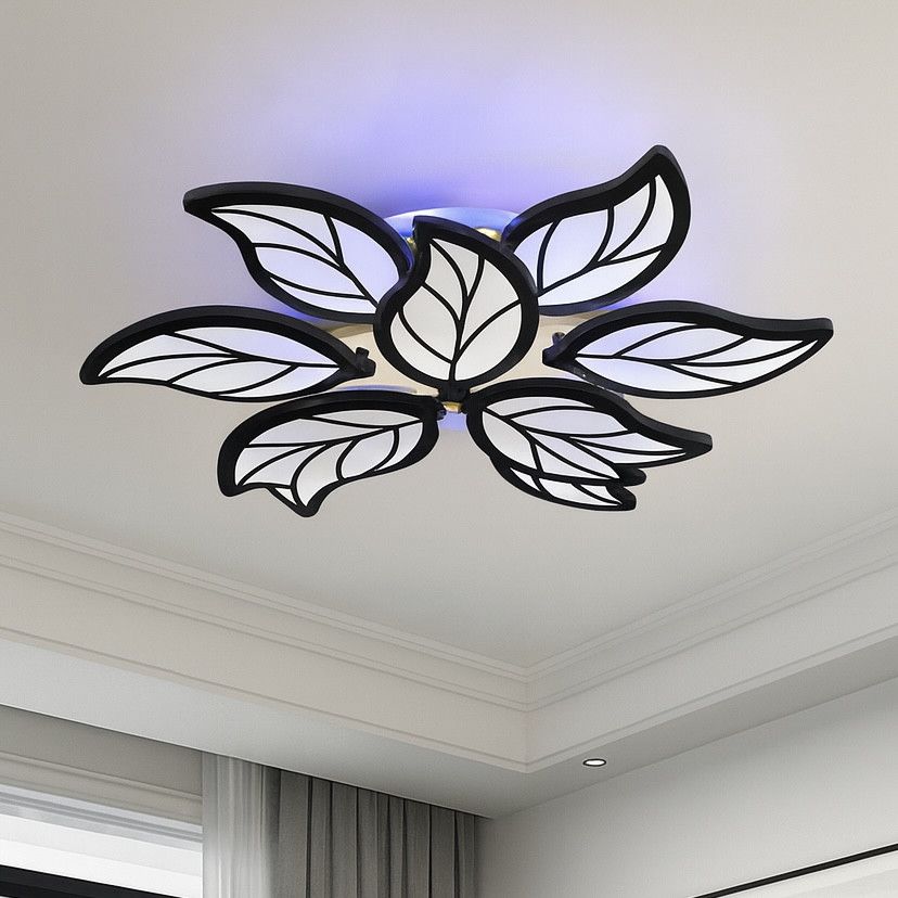 Сучасна світлодіодна LED люстра до 25 м² з пультом 140W (8028/6+3 BK)