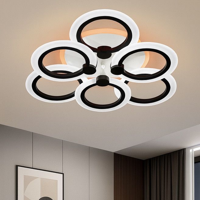 Світлодіодна LED люстра до 18 м² з пультом чорно-біла (A8022/3+3BK LED 3color)