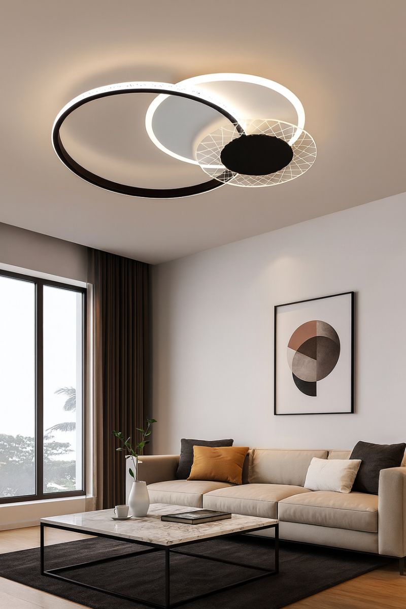 Смарт-люстра до 15 м² с пультом 66W в черно-белом цвете (ORLANDO 3R)