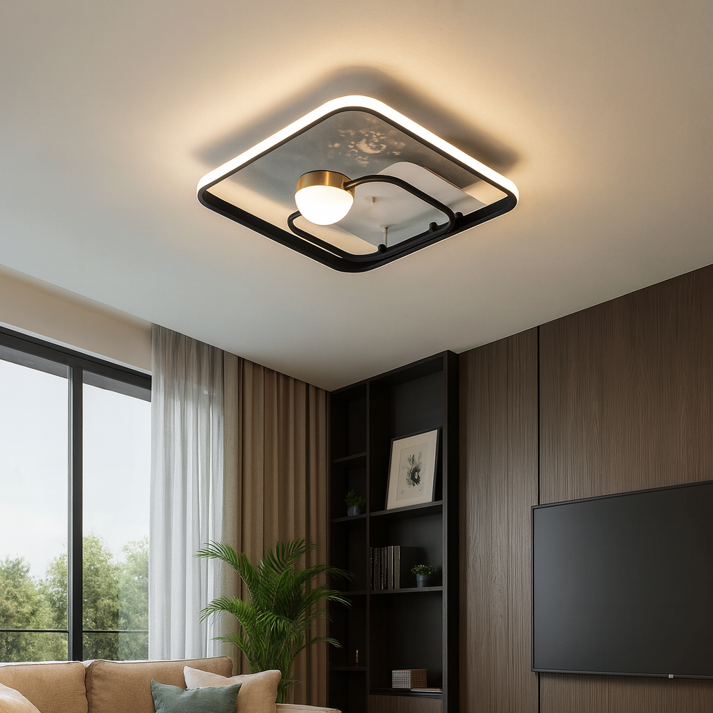 Квадратна Led люстра до 18 м² з пультом керування чорно-біла (MX2989-2B WH+BK)