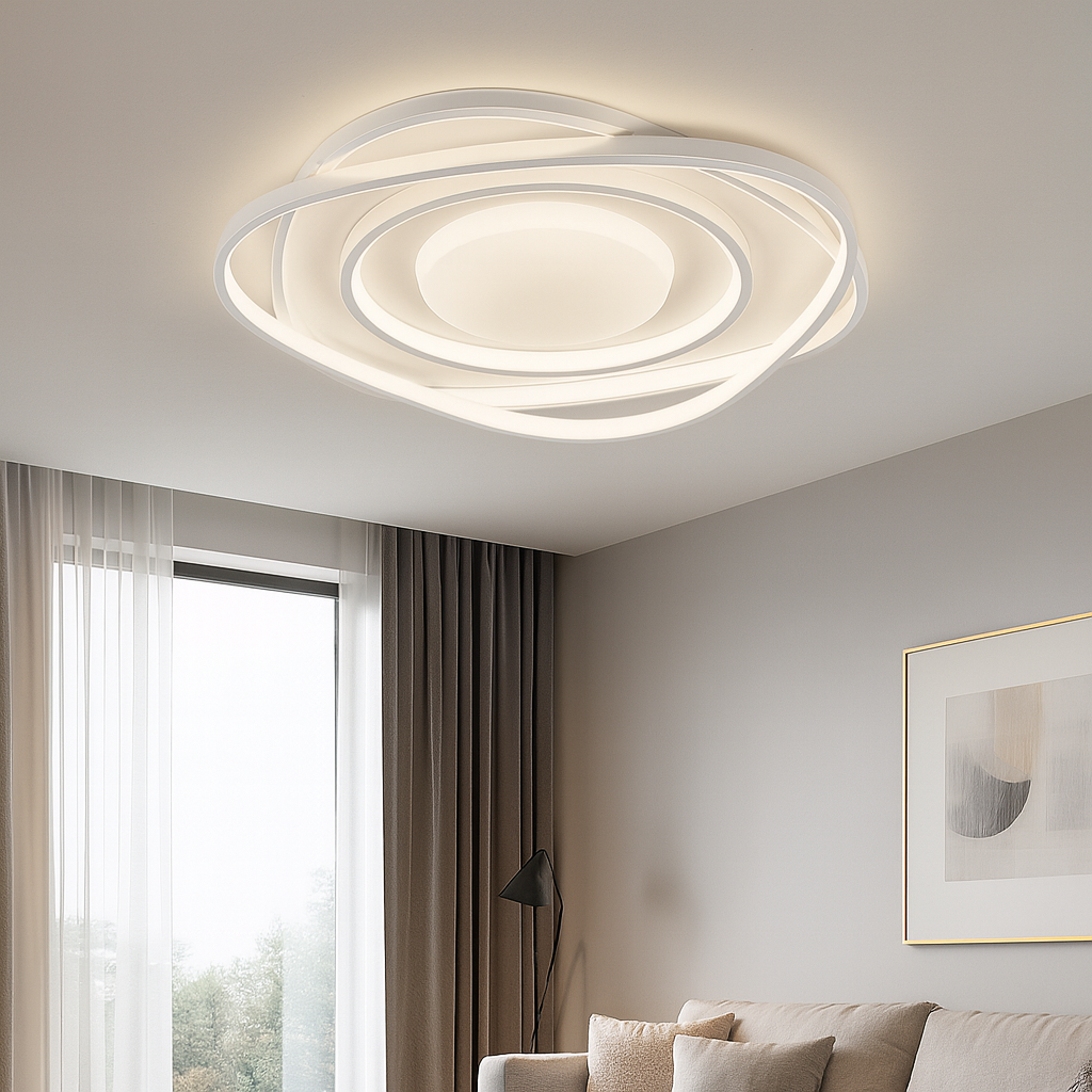 Стельова LED люстра 90W Smart Aura біла з керуванням через пульт і додаток (7871015)