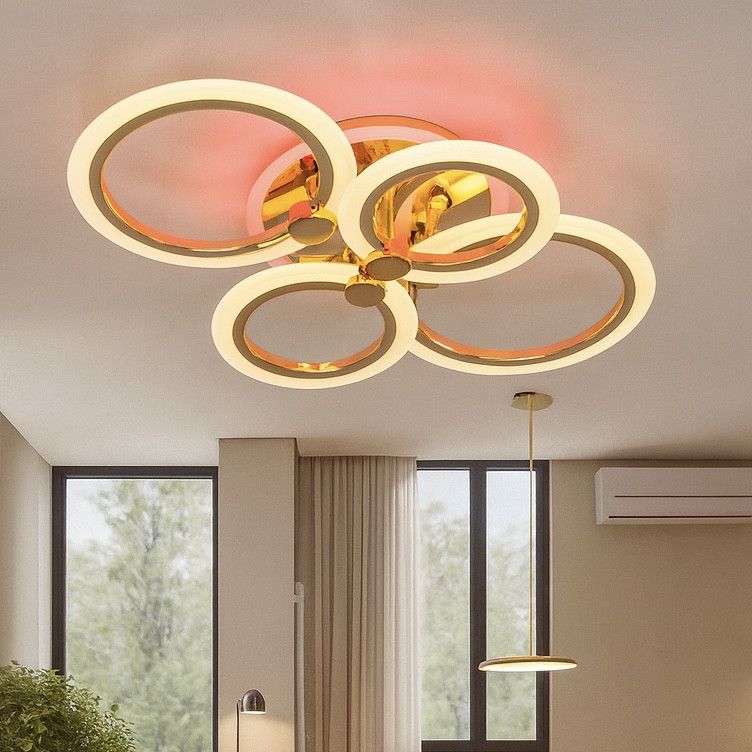 Золота світлодіодна Led-люстра до 15 м² з пультом (A8022/4G LED 3color dimme)