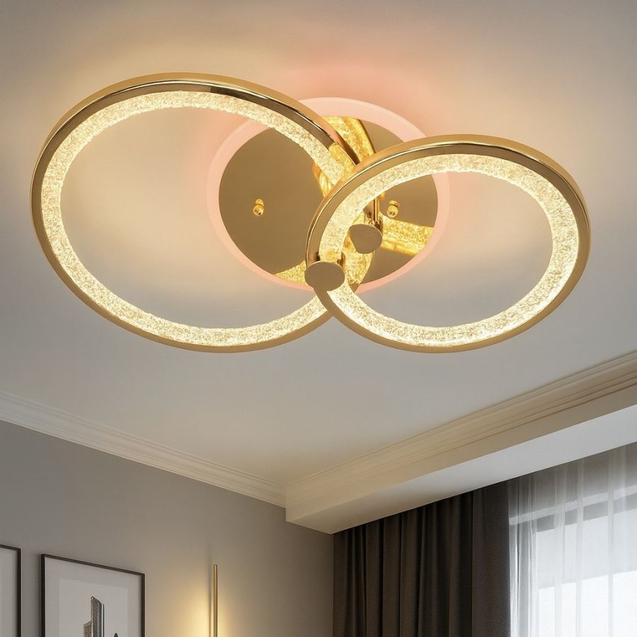 Золота світлодіодна Led-люстра з пультом, для приміщень до 13 м²