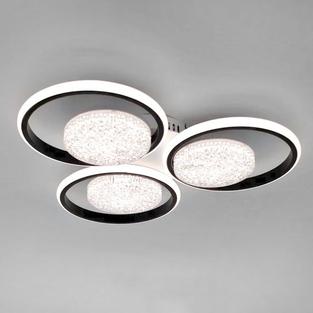 Светодиодная Led люстра до 15 м² з пульта 81 Вт 3 режима света ​(Triple Eclipse 9098/3+3A BK)