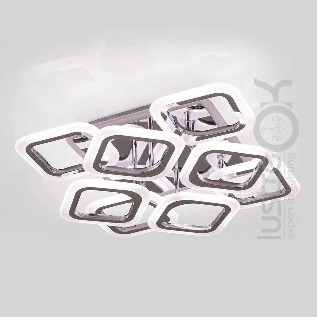 Квадратна Led люстра до 18м² з пультом 110W (AS8060/4+4HR)