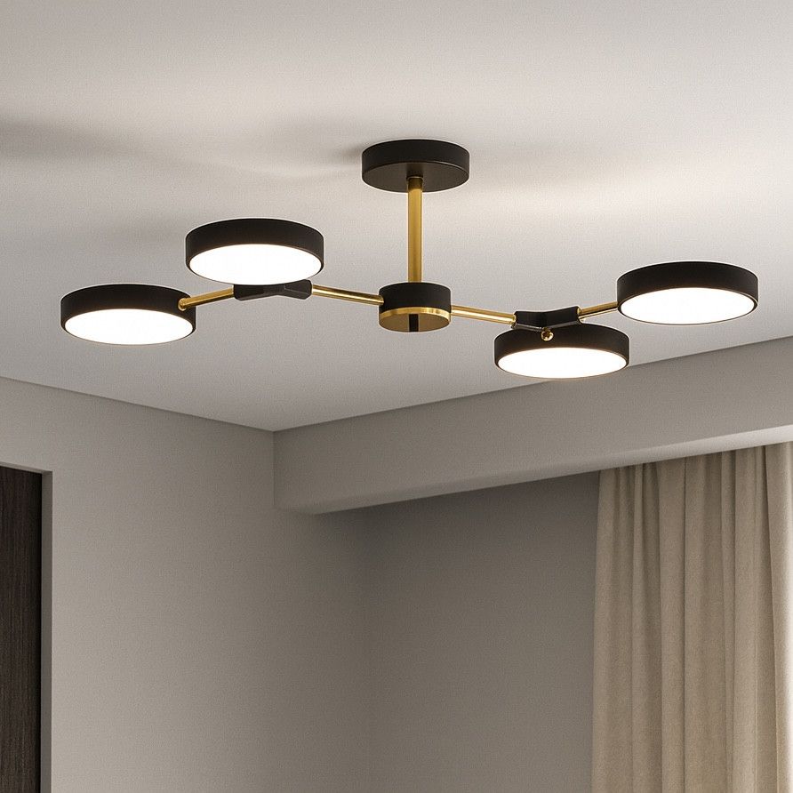 Чорна Led люстра  до 13 м² на 4 плафонів (BX13246/4 BK+FGD)