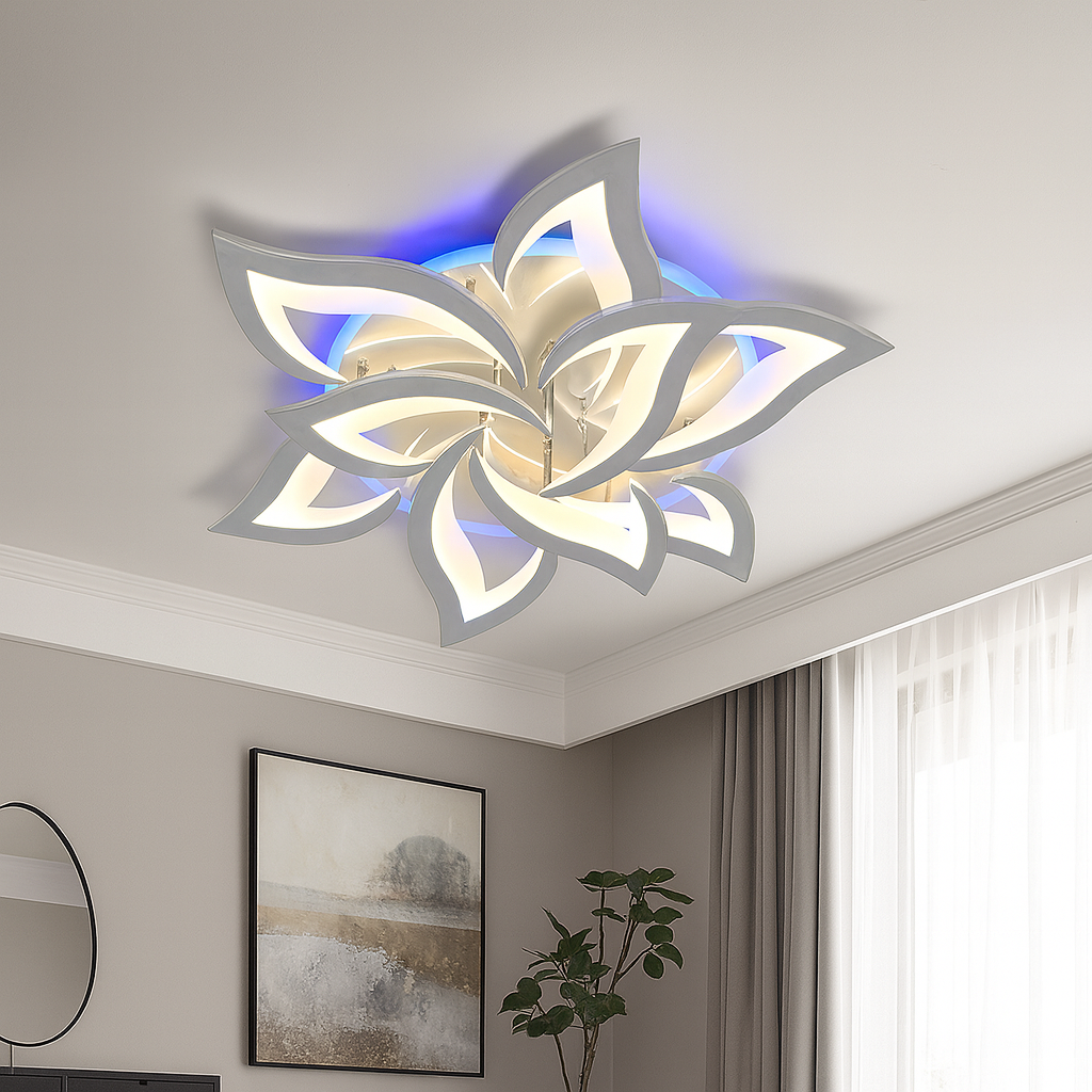 Яскрава світлодіодна LED люстра до 25 м² з пультом 150W (8146/6+3HR LED 3color)