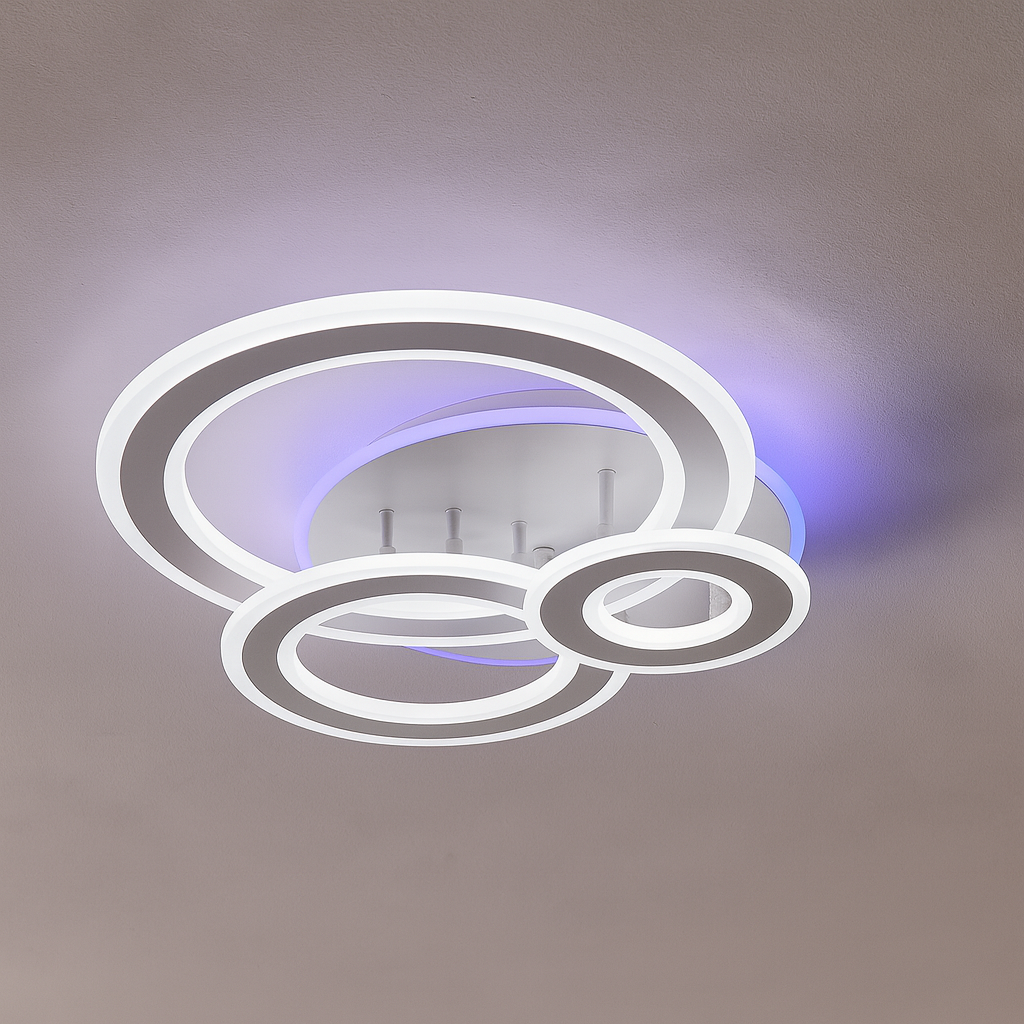 Біла Led-люстра до 20 м² на три кільця на 168 Вт Sirius 77665/3 WT