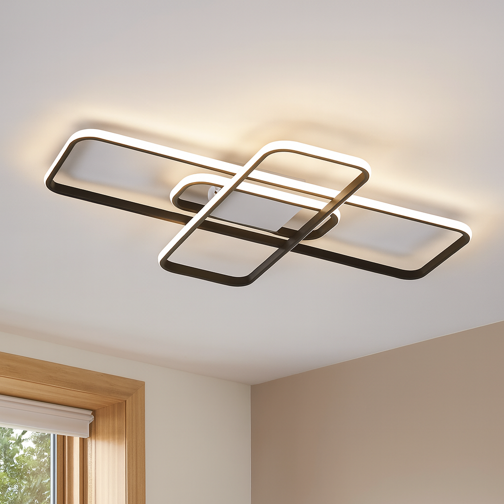 Led люстра 90 Вт із пультом до 18 м² чорно-біла (SVEN 90W 3SQ SMART)