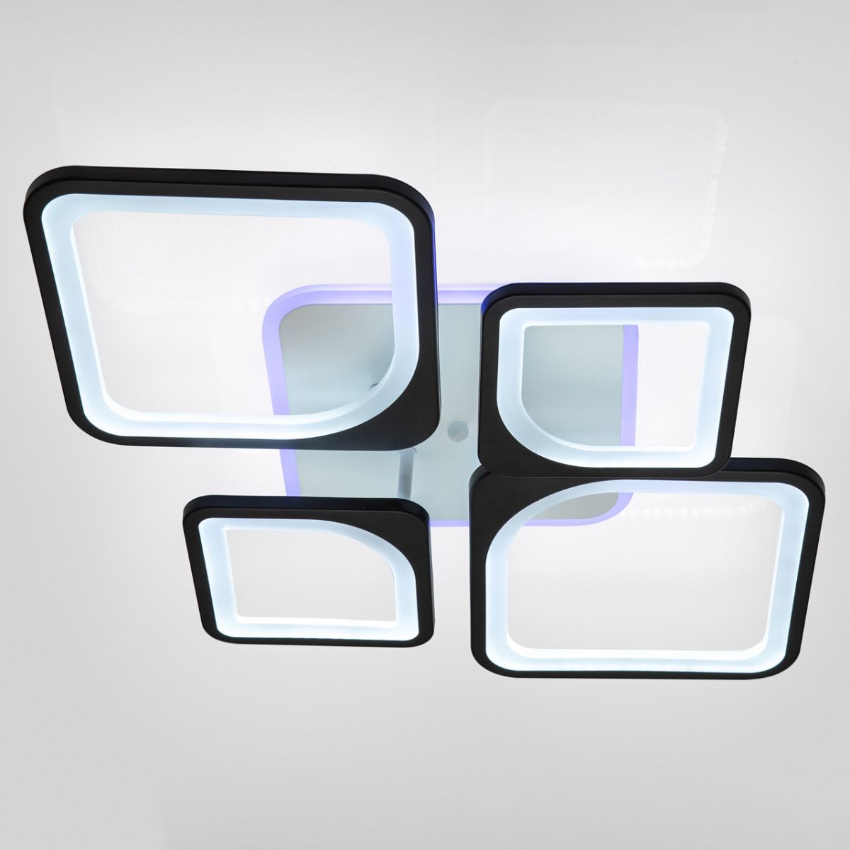 Стельова LED люстра до 18м² з пультом чорно-білий корпус RGB підсвічування