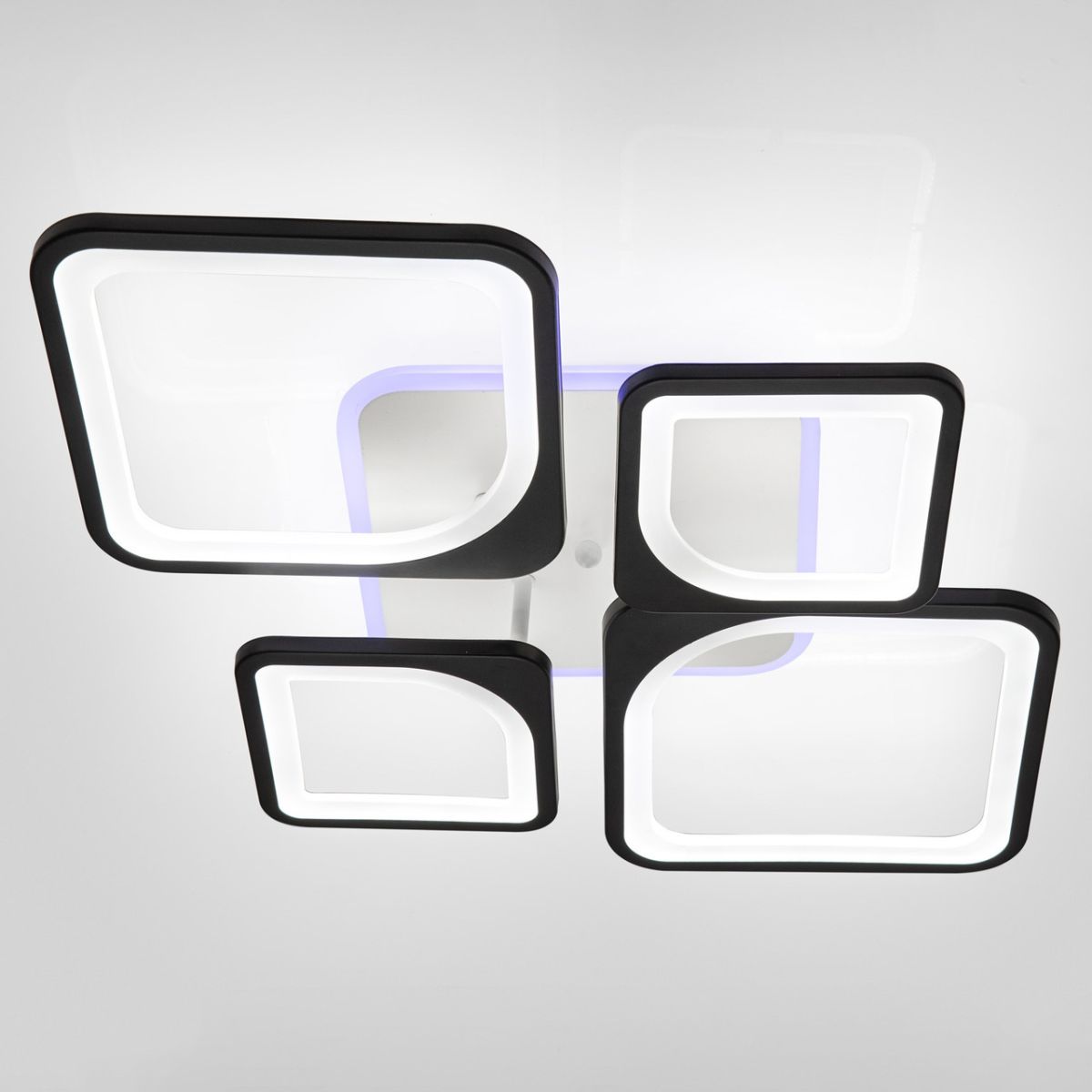 Стельова LED люстра до 18м² з пультом чорно-білий корпус RGB підсвічування