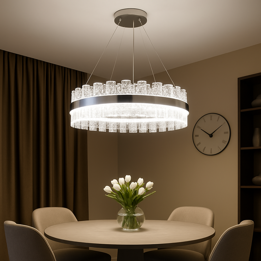 Підвісна кришталева люстра до 18 м² для вітальні 82W (828/600CH)
