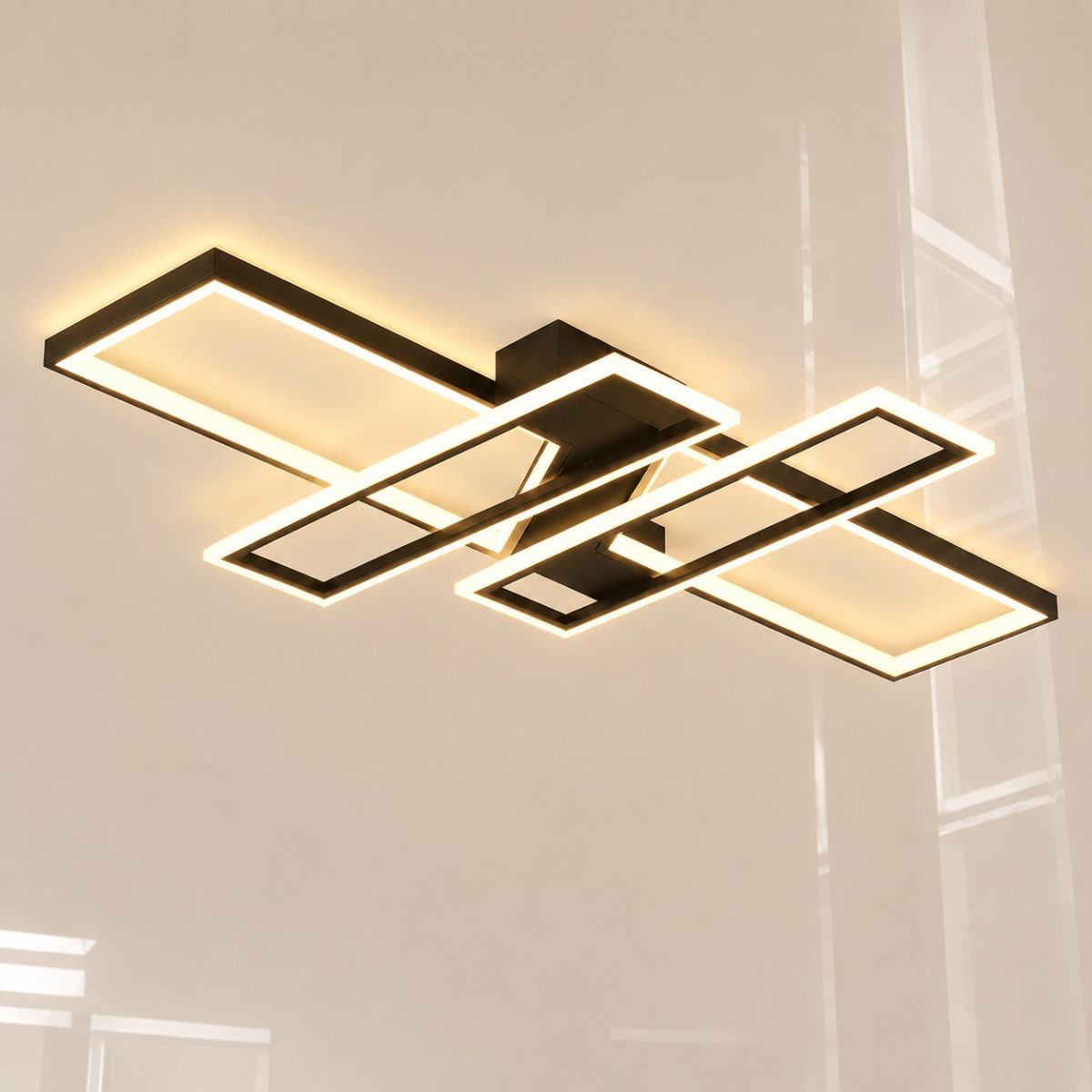 Світлодіодна Led люстра 144Wt до 25м² прямокутна форма чорна (Geometric Quad Black 1185/2+2 Bk)