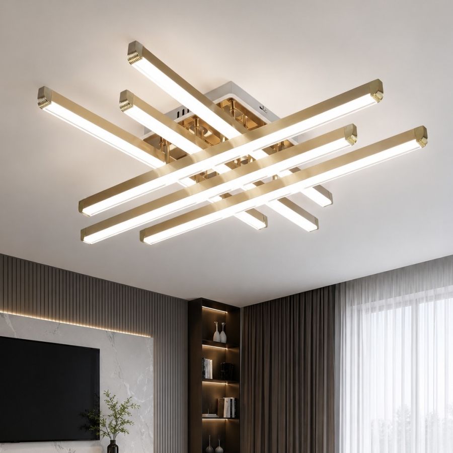 Сучасна Led люстра до 18 м² золотого кольору (W167/6GD)