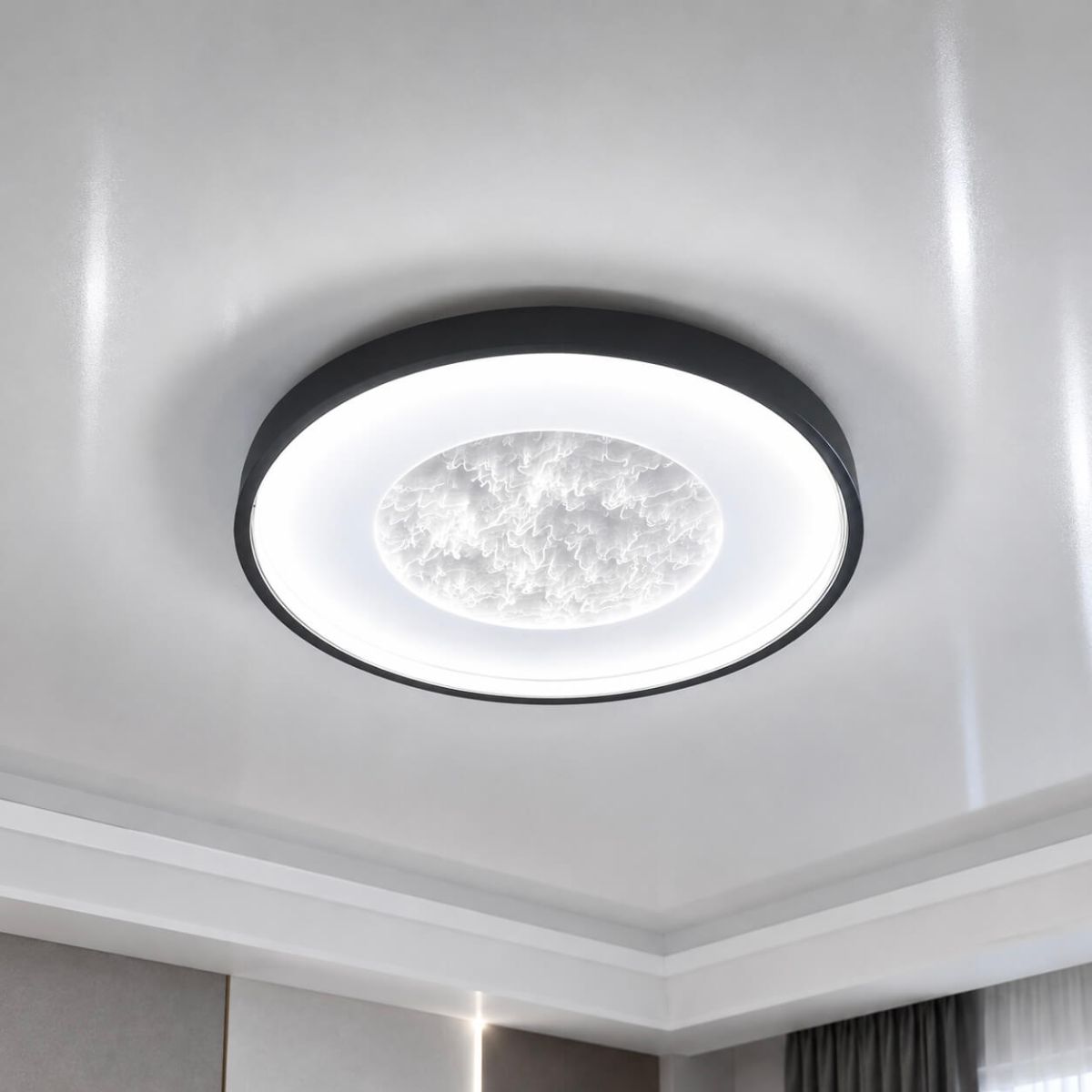 Світлодіодна Led люстра 100 Wt кругла до 20м² Marble (A3092-500 BK+WH)
