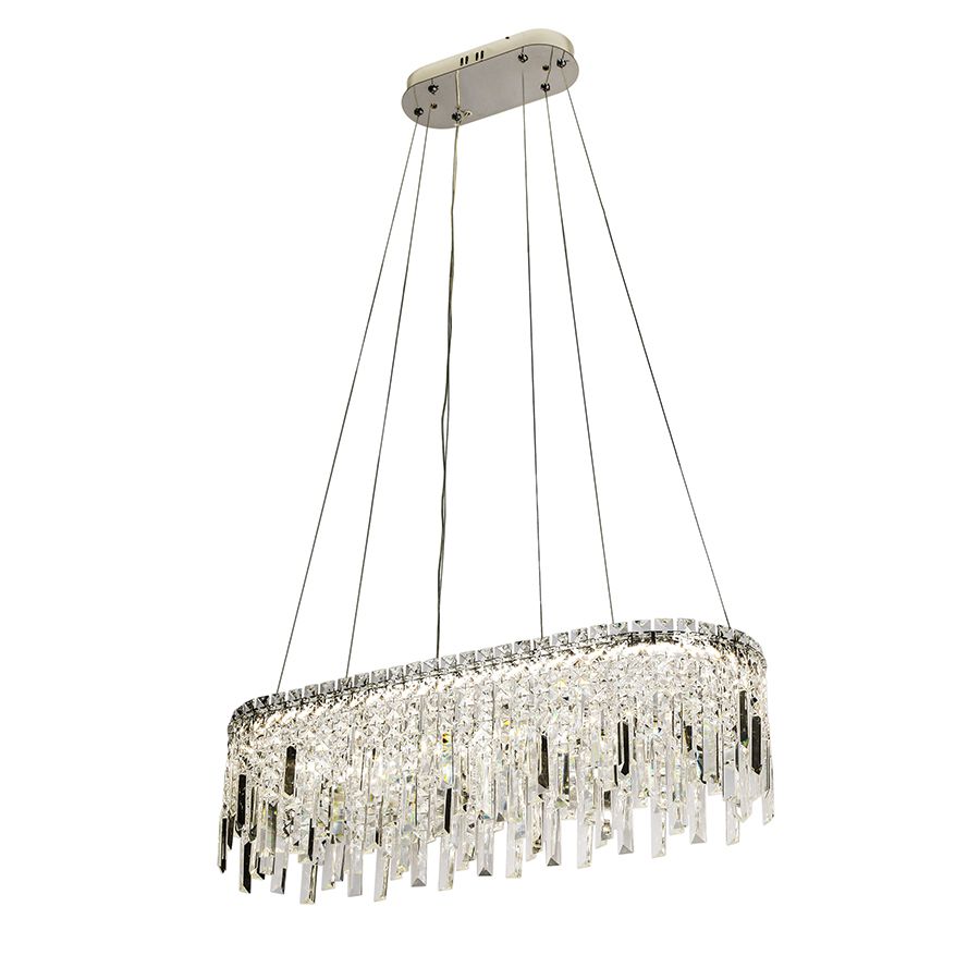 Кришталева підвісна LED люстра 80 см срібна до 20м²  (Crystal Cascade 802L39030 CH)