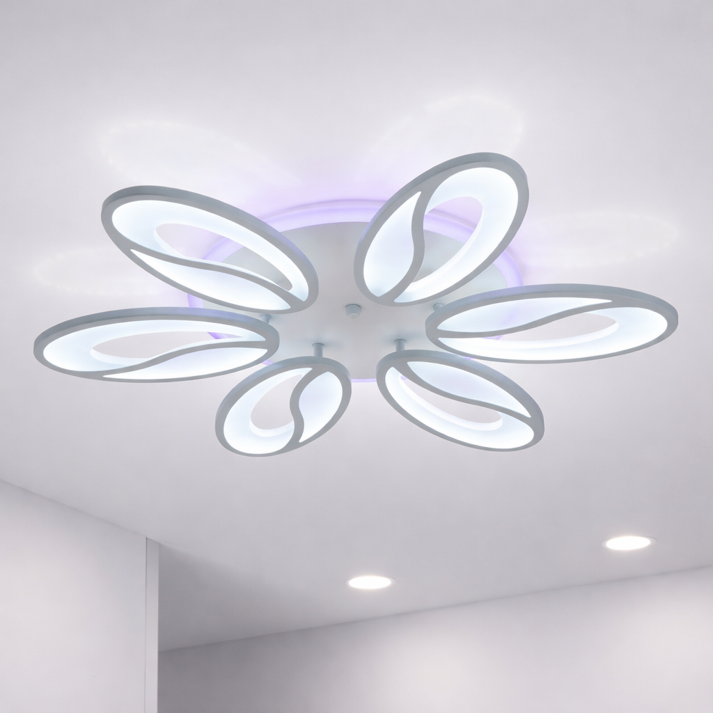 Led люстра на площу до 18 м² білого кольору з пультом потужність 105W White Petals (8090/6WH LED 3color)