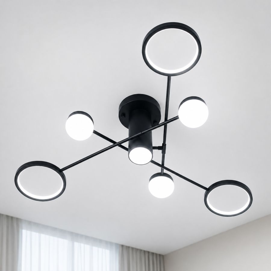 Чорна Led люстра 1118W з пультом керування до 18м² (SY-16066/4+3 BK)